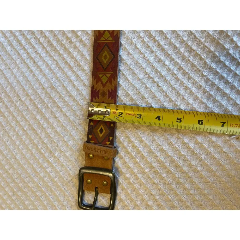 Billabong Leather Multicolor Tribal Print Classic Boho Y2K Belt Medium